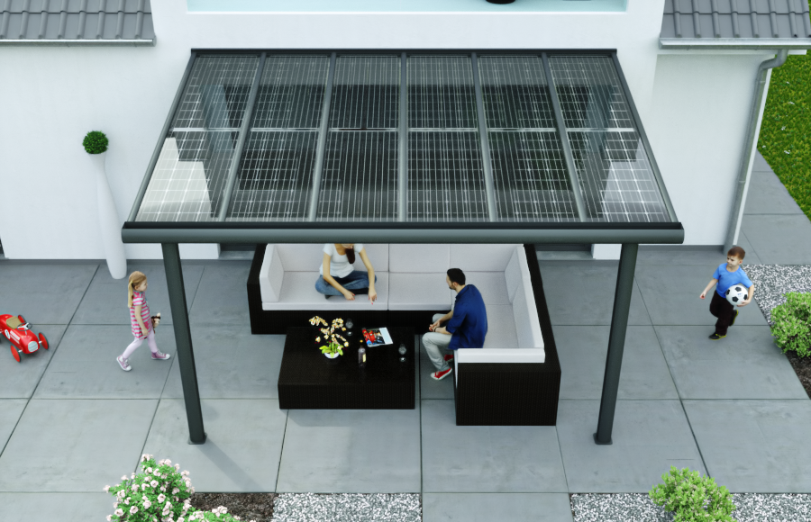 Solarterrasse Tiefe 3.10 m x Breite bis 9.00 m