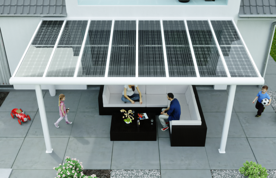 Solarterrasse Tiefe 3.10 m x Breite bis 9.00 m