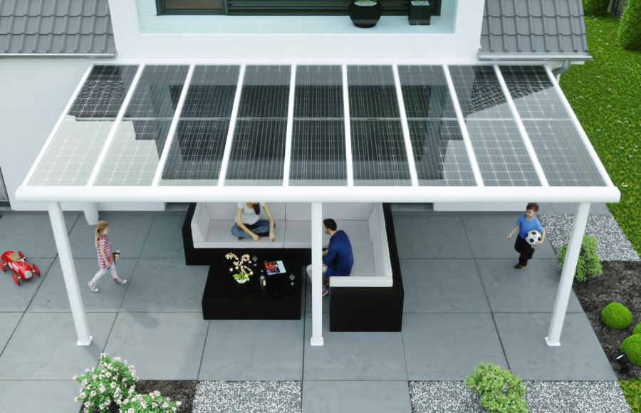 Solarterrasse Tiefe 3.10 m x Breite bis 9.00 m